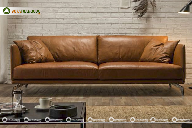ghế sofa da thật phong cách đơn giản
